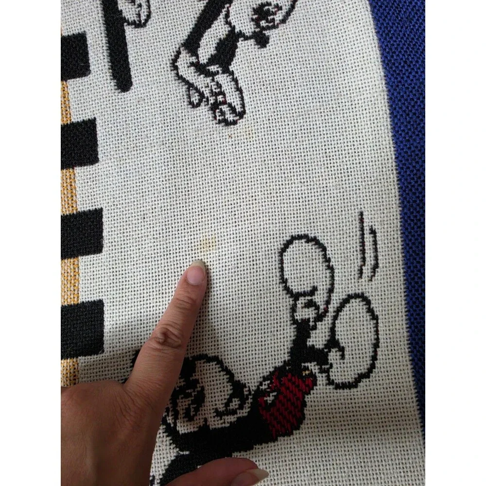 Vintage Disney Beacon Mickey Mouse Fringe Pop Art Tapestry Throw Blanket 54x48